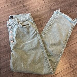7 for all mankind green Distressed Button-Fly Jeans